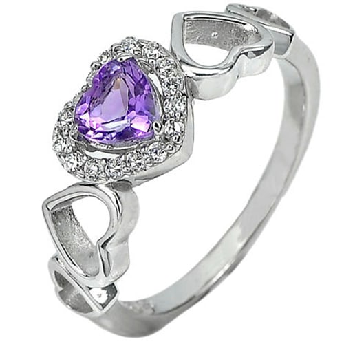Natural Purple Amethyst with 925 Sterling Silver Ring Jewelry Size 7 (1 of 3)