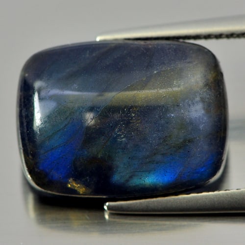 Natural Multi Color Blue Labradorite Doublet 9.74 Ct. Baguette Cabochon Shape 16 x 12 Mm. Gemstone (1 of 3)
