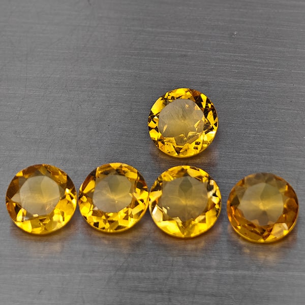 Natural Yellow Citrine 4.98 Ct. 5 Pcs Round Shape 7.2 Mm Gemstone from Brazil (1 of 3)