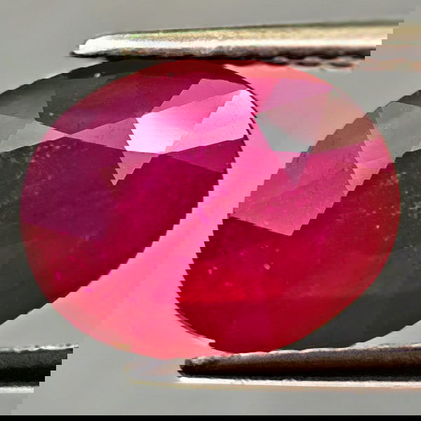 Natural Red Ruby 3.52 Ct. Oval Shape 9.1 x 8.2 Mm. Gemstone From Madagascar (1 of 3)