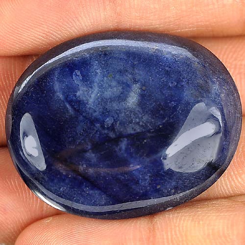 Natural Blue Sapphire 122.46 Ct. Oval Cabochon Shape 33 x 27 Mm Gemstone from Madagascar (1 of 3)