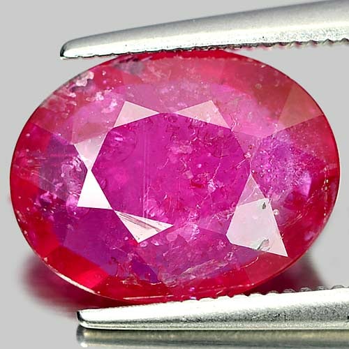 Natural Purplish Pink Ruby 3.69 Ct. Oval Shape 12 x 9.5 Mm Gemstone From Mozambique (1 of 3)