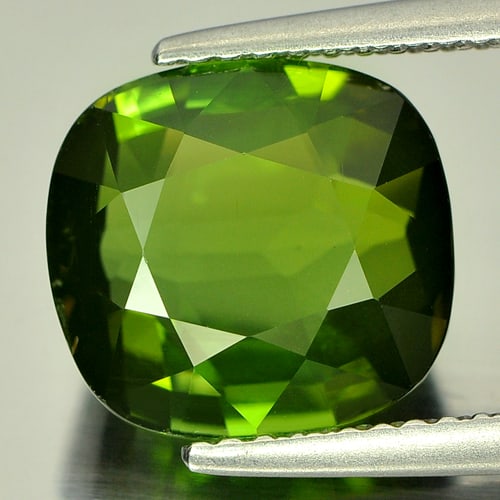 Natural Green Tourmaline 5.56 Ct. VVS Cushion Shape 10.5 x 9.8 Mm. Unheated Gemstone from Nigeria (1 of 3)