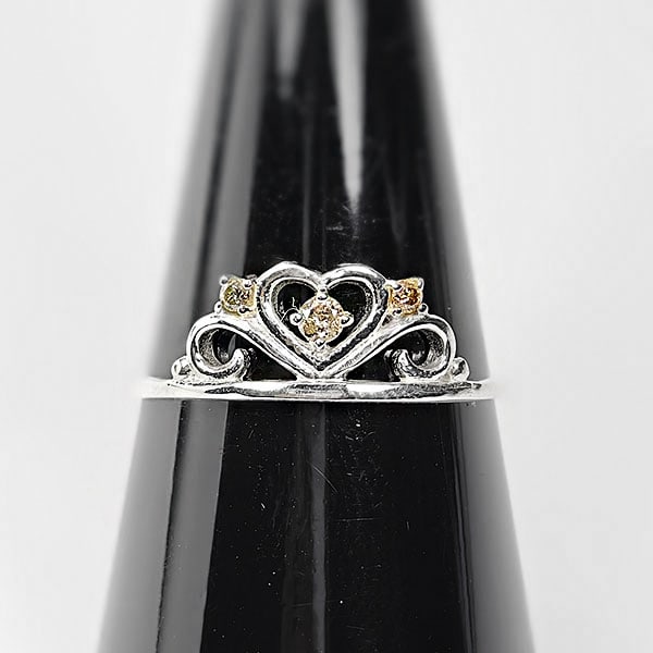 925 Sterling Silver Ring Jewelry 1.14 G. With Natural Diamond 0.08 Ct. Size 7 (1 of 3)