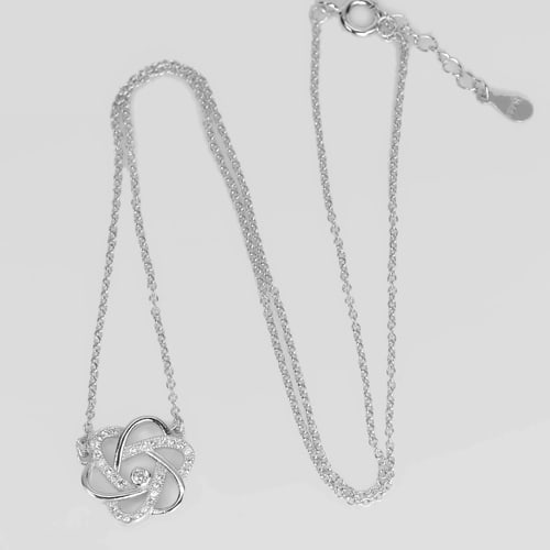 925 Sterling Silver Necklace Jewelry White Gold Plated Length 18 Inch. 2.90 Grams (1 of 3)