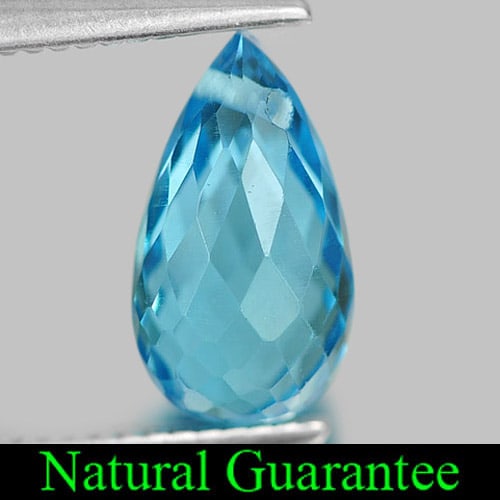 Natural Swiss Blue Topaz 2.05 Ct. Briolette with Drilled Cut 9.2 x 5.2 Mm Gemstone from Brazil: Product ID: 807164470 Product Name: Natural Blue Topaz Weight: 2.05 CT. Size: 9.2 x 5.2 x 5.2 MM. Shape: Briolette with Drilled Color: Blue Clarity:VSI Luster: Good Gems Origin: Brazil Treatment: Trea