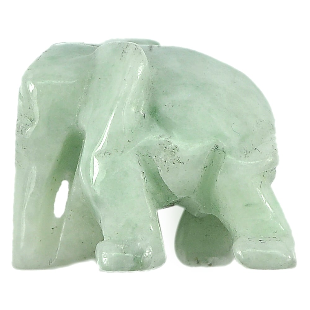 Natural Green Jade 62.81 Ct. Elephant Carving Shape 24 x 19 Mm Gemstone from Thailand (1 of 3)