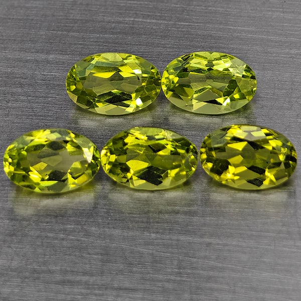 Natural Green Peridot 2.93 Ct. 5 Pcs Oval Shape 6.2 x 4.2 Mm. Gemstones From Pakistan (1 of 3)