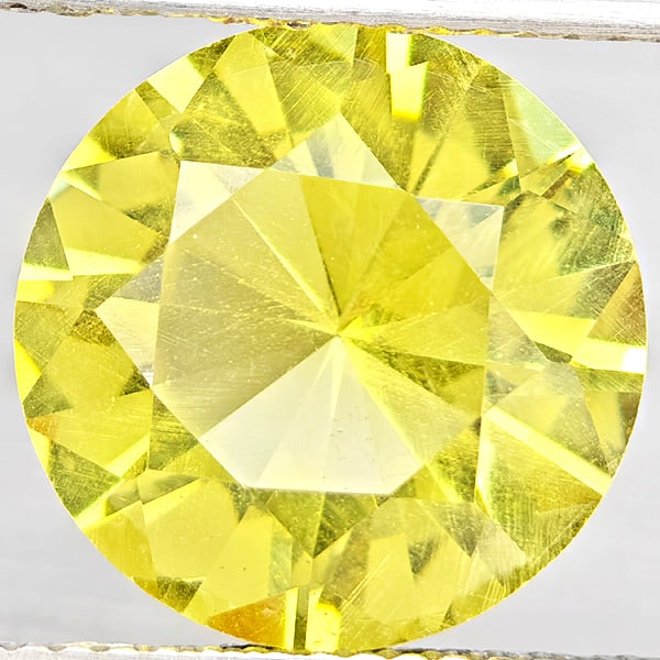 Natural Yellow Lemon Quartz 5.62 Ct. Round Diamond Cut 12.3 Mm Gemstone From Brazil (1 of 3)