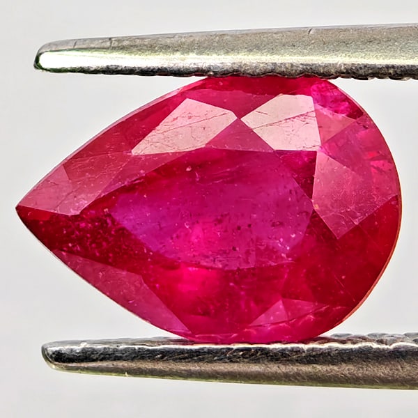 Natural Natural Purplish Red Ruby 1.86 Ct. Pear Shape 9 x 6.6 Mm Gemstone From Madagascar (1 of 3)