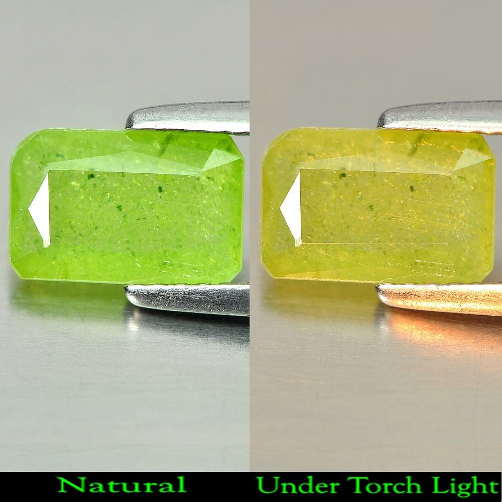 Natural Green Titanium With Rainbow Spark Sphene 1.61 Ct. Octagon Shape 8.8 x 6 Mm Gemstone from: Product ID: 806507953 Product Name: Natural Sphene Weight: 1.61 CT. Size: 8.8 x 6 x 2.7 MM. Shape: Octagon Color: Green Clarity:SI1 Luster: Adamantine Gems Origin: Madagascar Treatment: Unheated Cryst