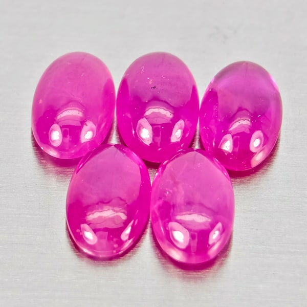 Natural Pink Red Jonson Ruby 1.67 Ct. 5 Pcs Oval Cabochon Shape 5.1 x 3.2 Mm Gemstone From (1 of 3)