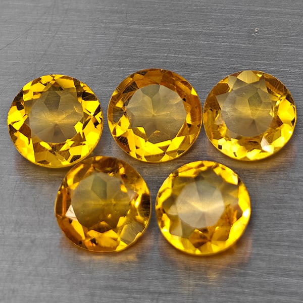 Natural Yellow Citrine 5.99 Ct. 5 Pcs Round Shape 7.3 Mm Gemstone From Brazil: Product ID: 801815507 Product Name: Natural Citrine Weight: 5.99 CT. Size: 7.3 x 7.3 x 4 MM. Shape: Round Color: Yellow Clarity:SI1 Luster: Good Gems Origin: Brazil Treatment: Unheated Crystal Structu
