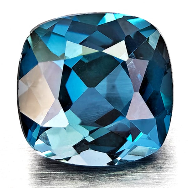 Natural London Blue Topaz 2.52 Ct. VVS Cushion Shape 7.7 x 7.5 Mm. Gemstone From Brazil (1 of 3)
