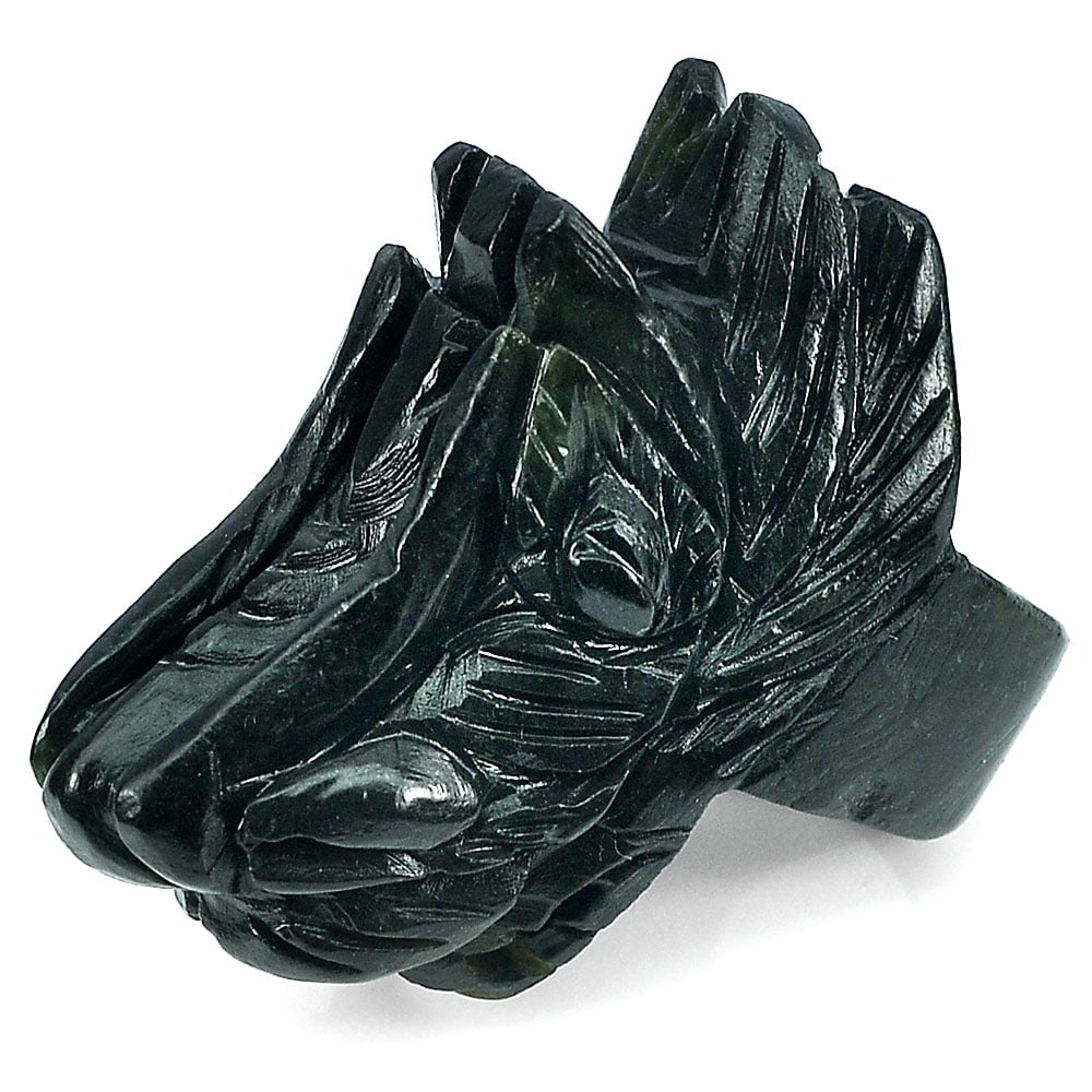 Natural Green Black Jade 172.89 Ct. Dragon Carving Shape 45 x 40 Mm Ring Size 9.5: Product ID: 819805786 Product Name: Natural Jade Weight: 172.89 CT. Size: 45 x 40 x 25 MM. Shape: Dragon Color: Green Clarity:Opaque Luster: Good Gems Origin: Thailand Treatment: Unheated Crystal Stru