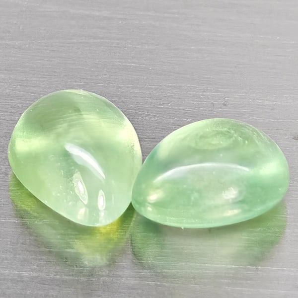 Natural Green Prehnite 2.67 Ct. 2 Pcs Pear Cabochon Shape 7.2 x 5.3 Mm Gemstones From Australia: Product ID: 818802952 Product Name: Natural Prehnite Weight: 2.67 CT. Size: 7.2 x 5.3 x 3.7 MM. Shape: Pear Cabochon Color: Green Clarity:Semi - Transparent Luster: Good Gems Origin: Australia Treatme