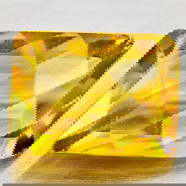 Natural Yellow Citrine 1.46 Ct. Cushion Checkerboard Cut 8.1 x 6.1 Mm. Gemstone from Brazil (1 of 3)