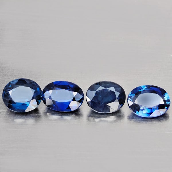 Natural Blue Sapphire 1.18 Ct. 4 Pcs Oval Shape 4.2 x 3.7 Mm Gemstone From Madagascar: Product ID: 806012400 Product Name: Natural Blue Sapphire Weight: 1.18 CT. Size: 4.2 x 3.7 x 2.8 MM. Shape: Oval Color: Blue Clarity:VSI Luster: Good Gems Origin: Madagascar Treatment: Heated Crystal