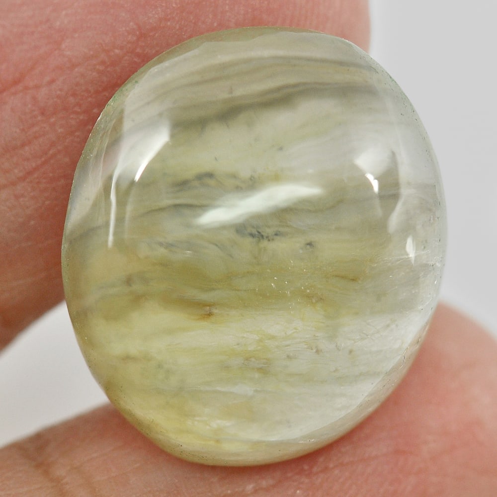 Natural Yellow White Quartz 30.95 Ct. Oval Cabochon Shape 21 x 18.1 Mm. Gemstone From Thailand (1 of 3)