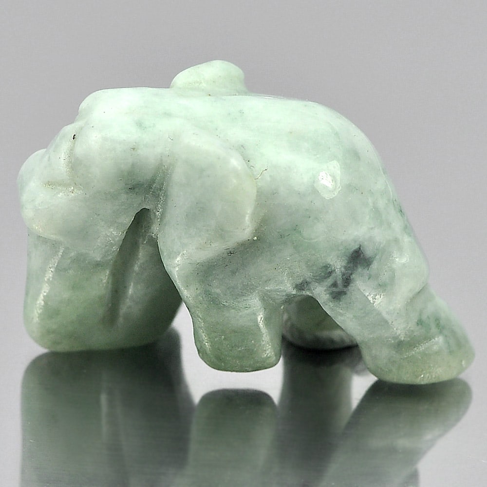 Natural Green Jade 43.40 Ct. Elephant Carving Shape 27 x 18 Mm. Gemstone from Thailand (1 of 3)