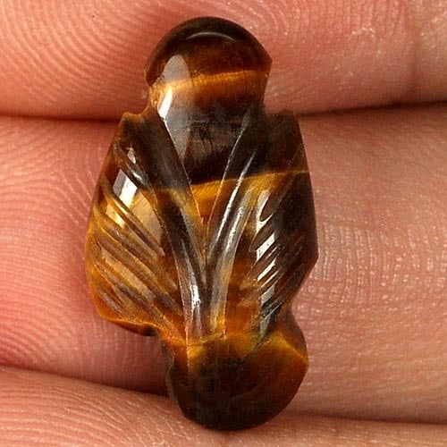 Natural Golden Tiger Eye 6.83 Ct. Leaves Carving Shape 18.5 x 10.5 Mm Gemstone from Thailand (1 of 3)