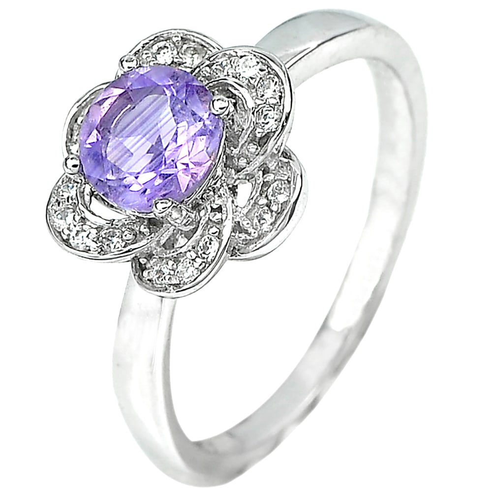 925 Sterling Silver Jewelry with Natural Gem Purple Amethyst Ring Size 6.5 (1 of 3)