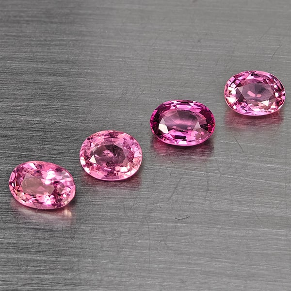 Natural Pink Tourmaline 1.69 Ct. 4 Pcs Oval Shape 5.5 x 4.4 Mm Gemstone from Nigeria: Product ID: 807251427 Product Name: Natural Tourmaline Weight: 1.69 CT. Size: 5.5 x 4.4 x 2.8 MM. Shape: Oval Shape Color: Pink Clarity:SI1 Luster: Good Gems Origin: Nigeria Treatment: Unheated Crysta