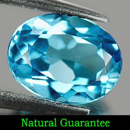 Natural Swiss Blue Topaz 1.65 Ct. Oval Shape 8.1 x 6.1 Mm Gemstone from Brazil: Product ID: 807156720 Product Name: Natural Blue Topaz Weight: 1.65 CT. Size: 8.1 x 6.1 x 4.2 MM. Shape: Oval Color: Swiss Blue Clarity:VVS Luster: Good Gems Origin: Brazil Treatment: Treated Crystal