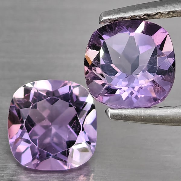 Natural Purple Amethyst 1.81 Ct. 2 Pcs Cushion Shape 6.3 Mm Gemstone From Brazil (1 of 3)