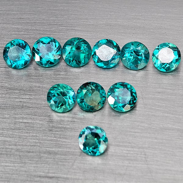 Natural Bluish Green Topaz 3.09 Ct. 10 Pcs Round Shape 4.1 Mm Gemstone from Brazil: Product ID: 807168842 Product Name: Natural Topaz Weight: 3.09 CT. Size: 4.1 x 4.1 x 3.2 MM. Shape: Round Color: Bluish Green Clarity:SI1 Luster: Good Gems Origin: Brazil Treatment: Treated Crystal St
