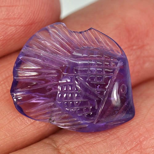 Natural Violet Amethyst 8.53 Ct. Fish Carving Shape 19 x 14.8 Mm Gemstone from Brazil (1 of 3)