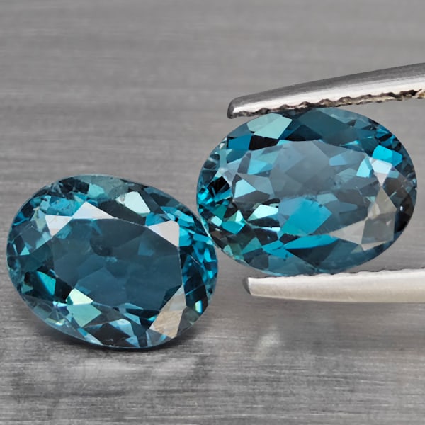 Natural London Blue Topaz 4.68 Ct. 2 Pcs Oval Shape 9 x 7.3 Mm Gemstones From Brazil (1 of 3)