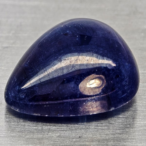 Natural Blue Sapphire 12.75 Ct. Pear Cabochon Shape 14.6 x 12.6 Mm Gemstone From Madagascar: Product ID: 806012332 Product Name: Natural Blue Sapphire Weight: 12.75 CT. Size: 14.6 x 12.6 x 7.4 MM. Shape: Pear Cabochon Color: Blue Clarity:Semi - Transparent Luster: Good Gems Origin: Madagascar
