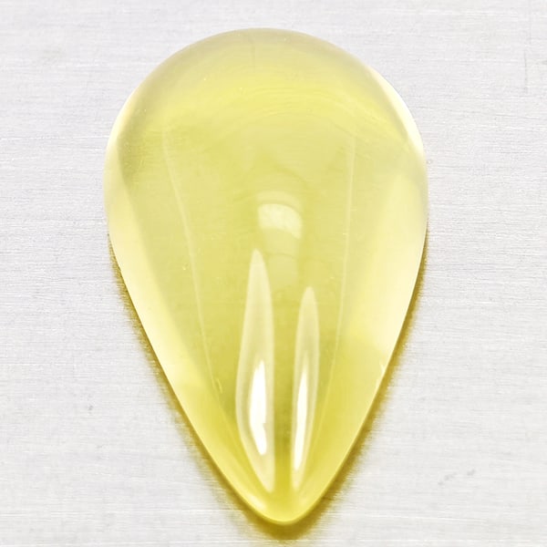 Natural Yellow Lemon Quartz 8.61 Ct. Pear Cabochon Shape 18 x 11 Mm Gemstone From Brazil (1 of 3)