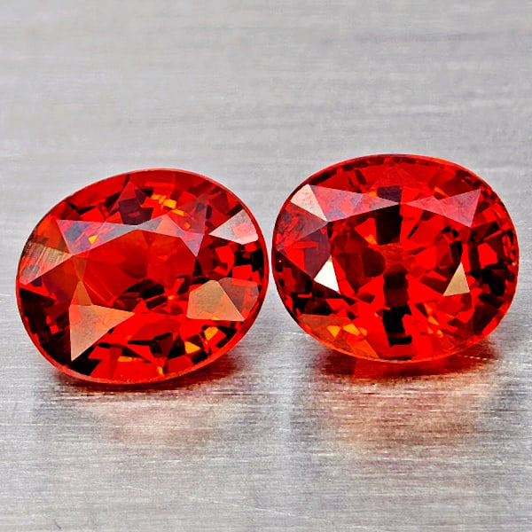 Natural Orange Red Spessartine Garnet 1.76 Ct. 2 Pcs Pear Shape 6 x 5 Mm Gemstones From Namibia (1 of 3)
