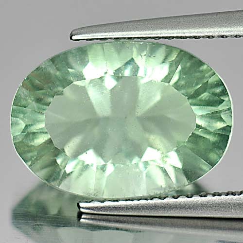 Natural Green Fluorite 6.94 Ct. Oval Concave Cut 14.1 x 10 Mm Gemstone from Brazil (1 of 3)