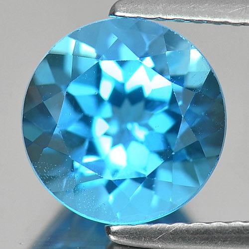 Natural Swiss Blue Topaz 3.57 Ct. Round Shape 9.2 Mm Gemstone from Brazil (1 of 3)