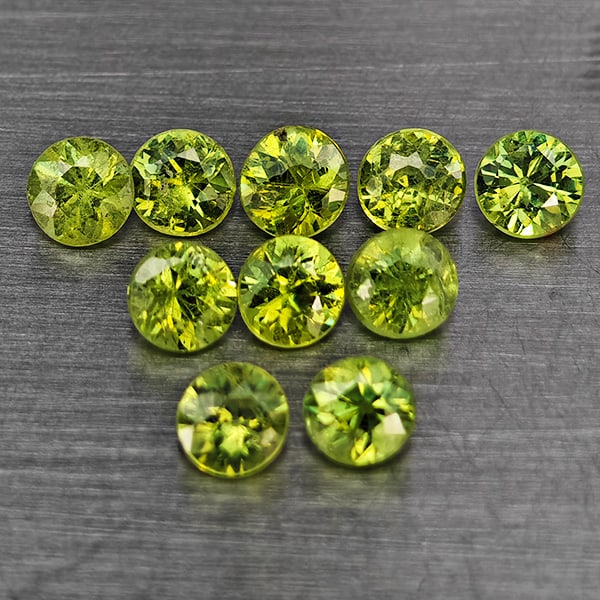 Natural Green Demantiod Garnet 1.62 Ct. 10 Pcs Round Diamond Cut 3.3 Mm Gemstones From Madagascar (1 of 3)