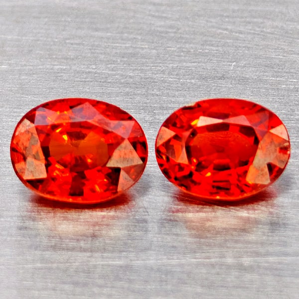 Natural Orange Red Spessartine Garnet 1.13 Ct. 2 Pcs Oval Shape 5.5 x 4.2 Mm Gemstones From Namibia: Product ID: 802937122 Product Name: Natural Garnet Weight: 1.13 CT. Size: 5.5 x 4.2 x 2.8 MM. Shape: Oval Color: Orange Red Clarity:VVS Luster: Good Gems Origin: Namibia Treatment: Unheated Crystal St