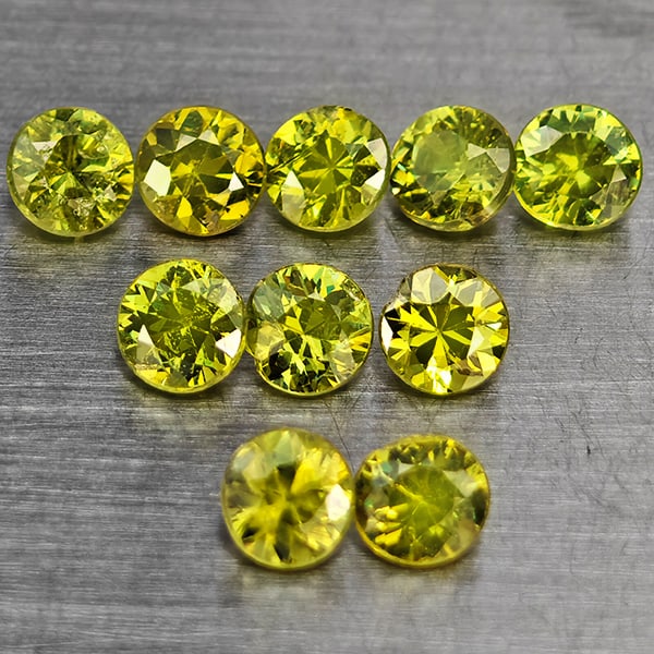 Natural Green Demantiod Garnet 1.61 Ct. 10 Pcs Round Diamond Cut 3.3 Mm Gemstones From Madagascar (1 of 3)