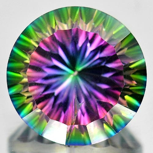 Natural Mystic Green Quartz 16.76 Ct. Round Concave Cut 16.1 Mm Gemstone From Brazil: Product ID: 805526569 Product Name: Natural Quartz Weight: 16.76 CT. Size: 16.1 x 16.1 x 12.1 MM. Shape: Round Concave Cut Color: Mystic Green Clarity:SI1 Luster: Very Good Gems Origin: Brazil Treatme