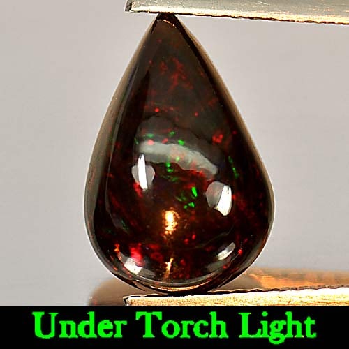 Natural Fire Red Black Opal 2.69 Ct. Pear Cabochon Shape 13.1 x 8.8 Mm. Gemstone From Ethiopia (1 of 3)