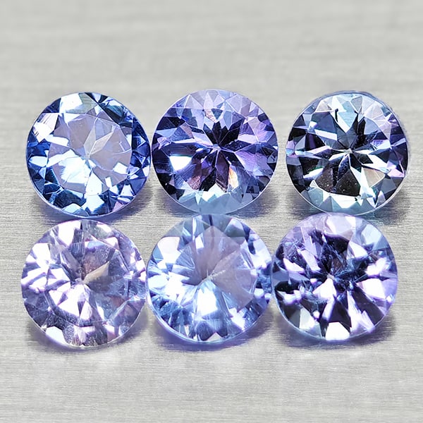 Natural Violet Blue Tanzanite 1.35 Ct. 6 Pcs Round Shape 3.7 Mm Gemstones From Tanzania (1 of 3)