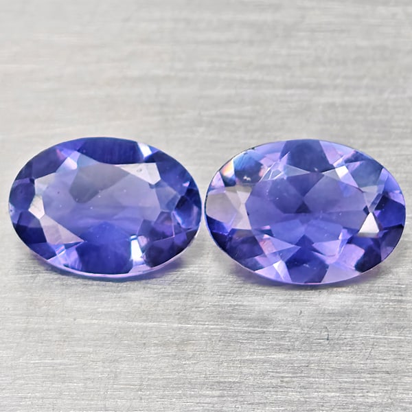 Natural Violet Blue Iolite 1.22 Ct. 2 Pcs Oval Shape 7.2 x 5.2 Mm Gemstones From Madagascar (1 of 3)
