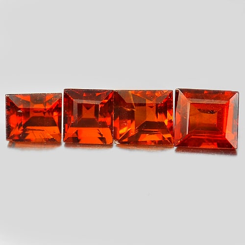 Natural Orange Spessartine Garnet 2.55 Ct. 4 Pcs. Square Shape 4.7 x 4.3 Mm Gemstone from Nigeria (1 of 3)
