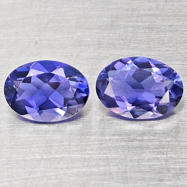 Natural Violet Blue Iolite 1.32 Ct. 2 Pcs Oval Shape 7.2 x 5.2 Mm Gemstones From Madagascar (1 of 3)