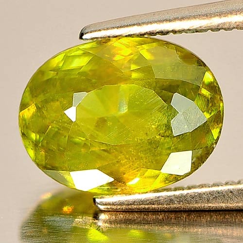 Natural Multi Color Sphene With Rainbow Spark 2.94 Ct. Oval Shape 9.7 x 7.4 Mm Gemstone from (1 of 3)