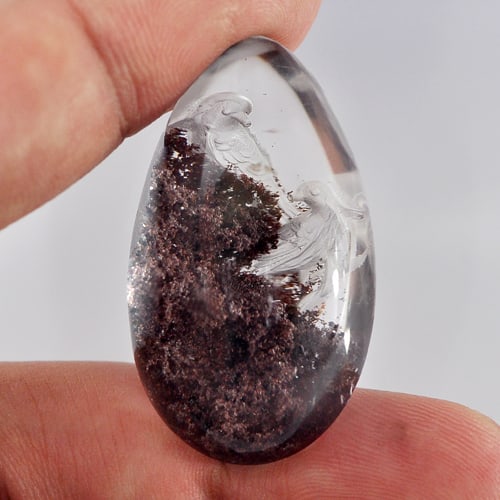 Natural Moss Quartz 75.00 Ct. Carving Birds Inner Pear Cabochon Shape 37 x 23 Mm. Gemstone from (1 of 3)