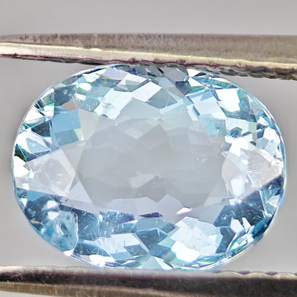 Natural Baby Blue Aquamarine 1.52 Ct. Oval Shape 8.5 x 6.7 Mm Gemstone From Brazil (1 of 3)