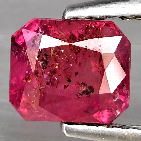 Natural Red Pink Ruby 1.73 Ct. Octagon Shape 6.6 x 5.5 Mm Gemstone From Madagascar: Product ID: 105901468 Product Name: Natural Ruby Weight: 1.73 CT. Size: 6.6 X 5.5 X 4 MM. Shape: Octagon Color: Red Pink Clarity:SI1 Luster: Good Gems Origin: Madagascar Treatment: Heated (Lead-glass